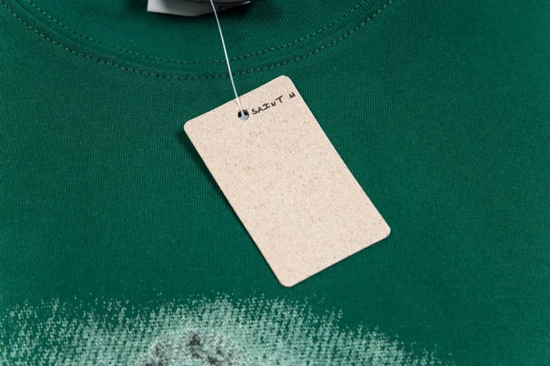 100💰 S07# Mechao SAINT white ink direct-injection pure cotton 260g loose short-sleeved T-shirt 27 black, green S-XL